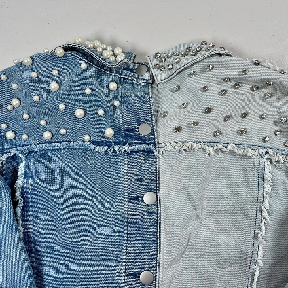 POL Light and Dark Blue Studded Denim Jacket M - Picture 6 of 17